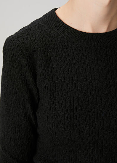 Beymen Club Black Cable Knit Wool Sweater - 5