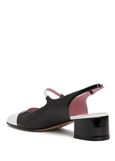 Carel Ischia Siyah Beyaz Deri Topuklu Ayakkabı - 3