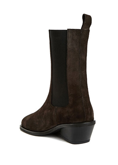 Kahverengi Kadın Süet Western Bot - Görsel 4