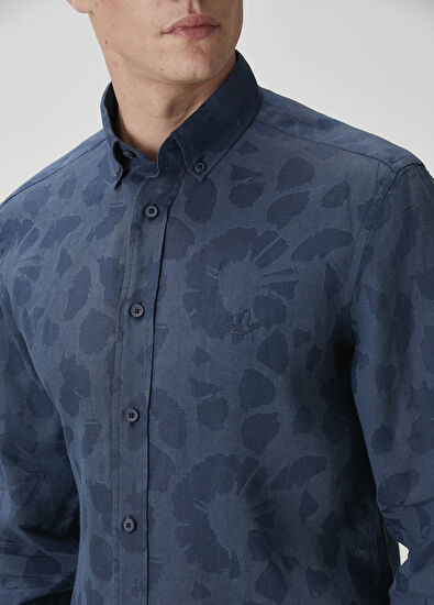 Beymen Club Lacivert Keten Gömlek - 6