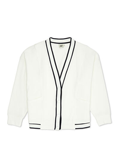 Beymen Club Beyaz Şeritli Dokulu Hırka - 7