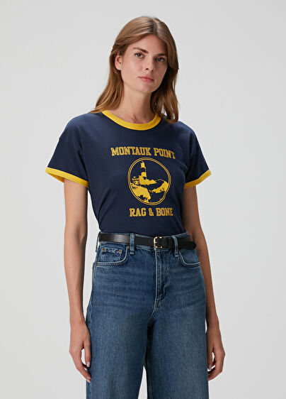 Rag&Bone - Montauk Boxy Ringer Lacivert T-shirt - Lacivert