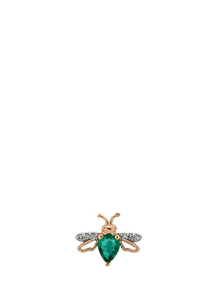 Queen Bee Kadın Tekli Zümrüt Pırlanta Altın Küpe