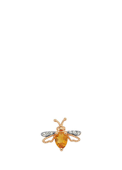 Honey Renkli Taşlı Kadın Altın Tekli Küpe
