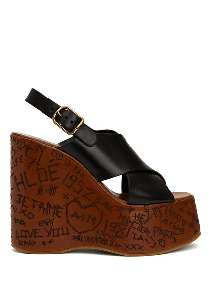 Maxime Wedge Siyah Kadın Deri Espadril