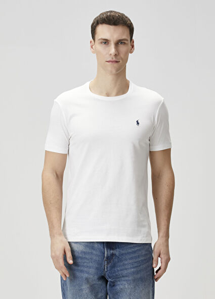 Beyaz Logo Detaylı T-shirt