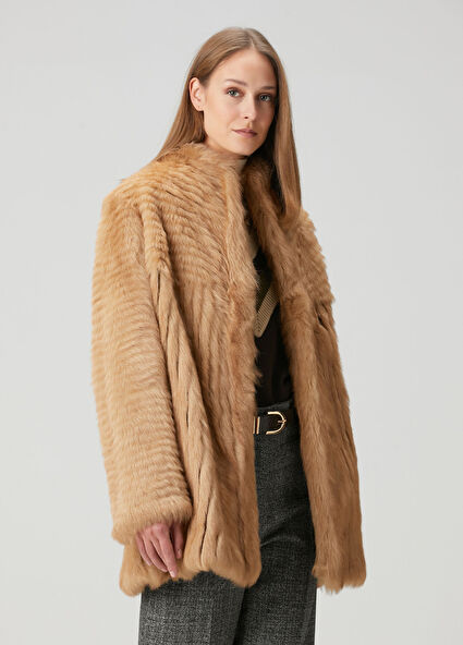 Açık Kahverengi Shearling Kaban