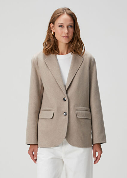 Oversize Vizon Kaşmir Ceket