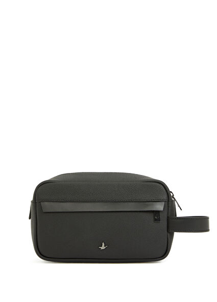 Siyah Deri Tıraş Çantası