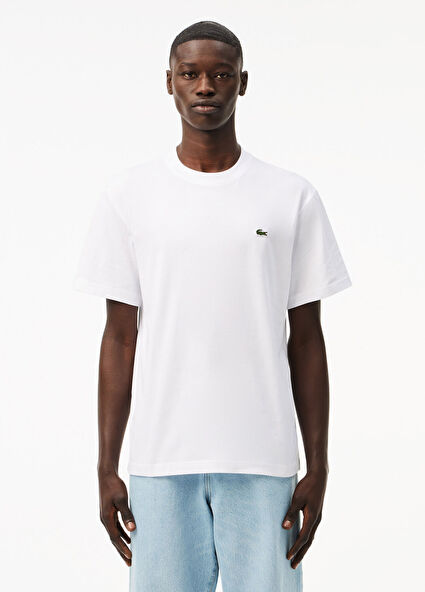 Beyaz Bisiklet Yaka Classic Fit Kısa Kollu Erkek T-shirt