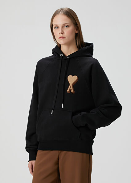 Siyah Kapüşonlu Sweatshirt
