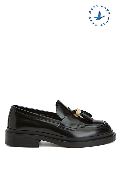 Siyah Kadın Deri Loafer