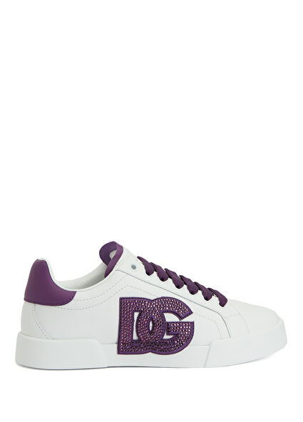 Portofino Beyaz Mor Kadın Deri Sneaker
