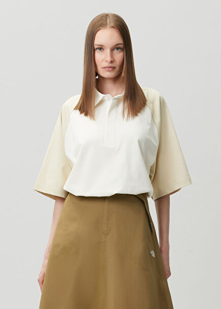 Relaxed Rugby Beige White Polo T-Shirt