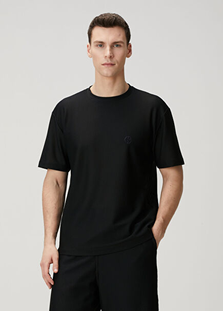 Black Logo Embroidered T-Shirt