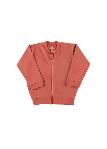 Terracotta Kiremit Rengi Fermuarlı Unisex Çocuk Bomber Ceket