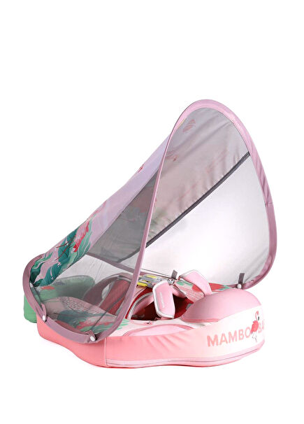 Pembe Flamingo Emniyetli Gölgelikli ve Ayak Destekli Bebek Yüzme Simidi