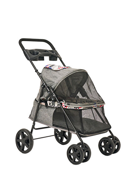 Tourist Grey Cat and Dog Transport Trolley