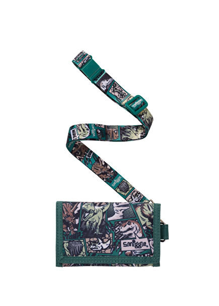 Wonder World Dinozor Desenli Yeşil Erkek Çocuk Askılı Cüzdan