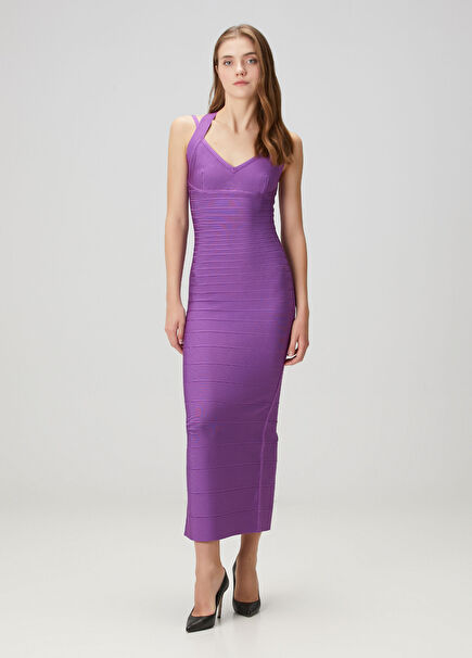 Purple maxi evening dress