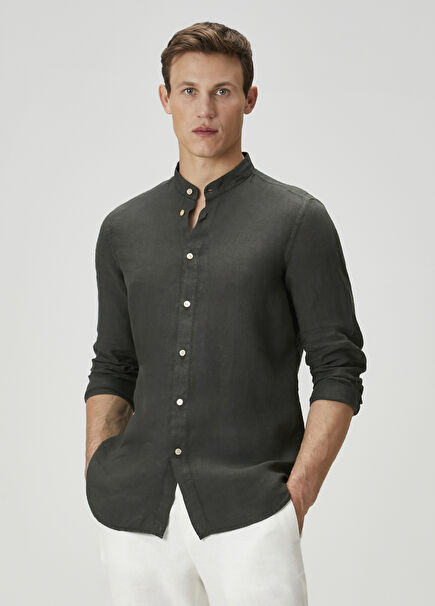 Dark Green Linen Shirt