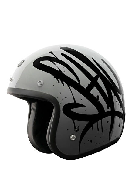 T-50 Del Mar Wild One Gri Siyah Açık Unisex Motosiklet Kaskı