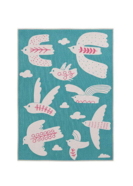 Bird of Life Mint Washable Children's Carpet 120 x 160 cm