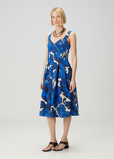 Blue Floral Midi Dress
