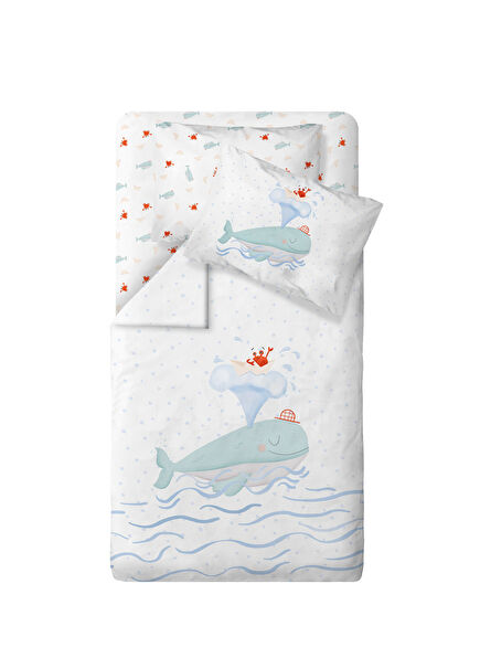 Boubou Mavi %100 Organik Pamuk Saten Bebek Çocuk Nevresim Takımı 100 x 150 cm