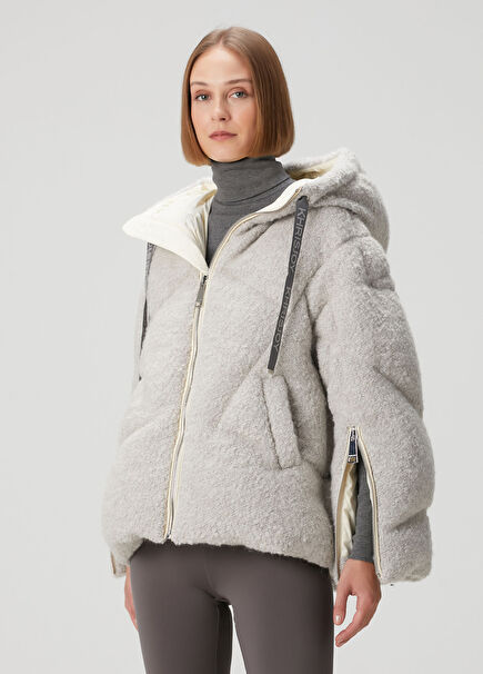 Iconic Milano Oversized Gri Kapüşonlu Mont