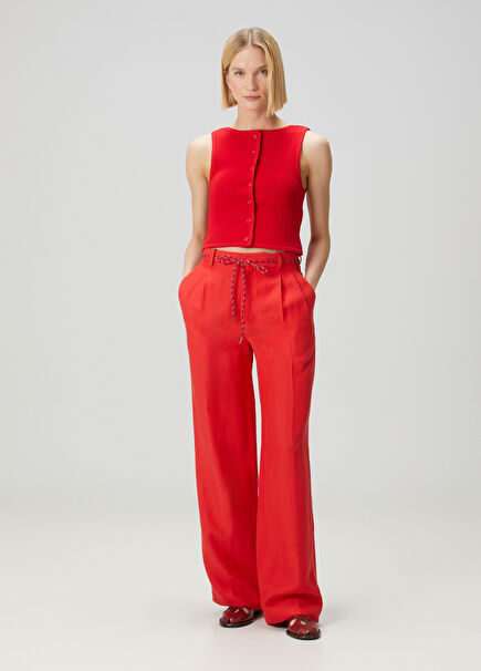 Red Pleated Pants