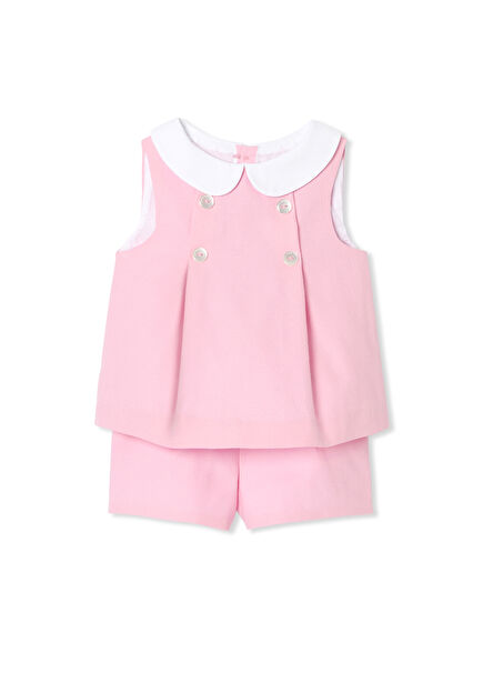 Pink Honeycomb Knit Sleeveless Top & Shorts Baby Girl Set of 2