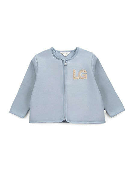 Mavi Organik Pamuklu Fermuarlı Erkek Bebek Ceket