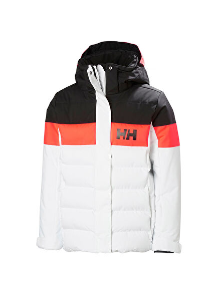 JR Diamond White Hooded Waterproof Unisex Kids Ski Jacket