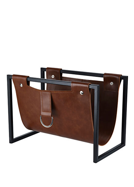 Tan Leather Newsstand And Magazine Holder