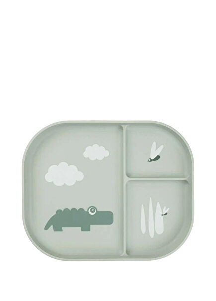 Croco Green Compartment Non-Slip Children's Plate