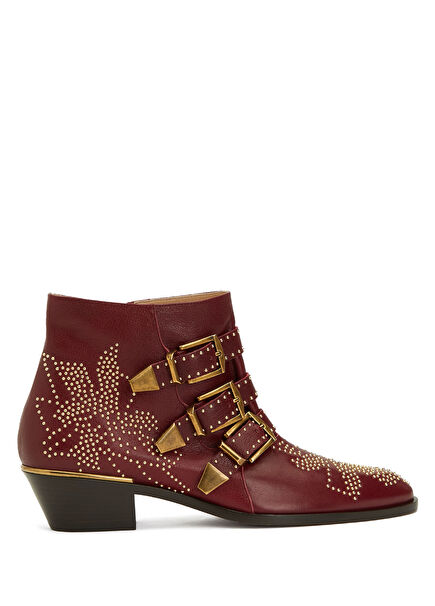 Susan Burgundy Women's Leather Boots