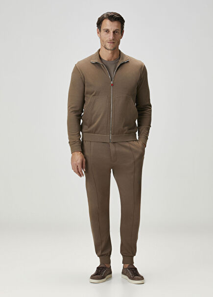 Brown Waist Corded Jogger Sweatpants