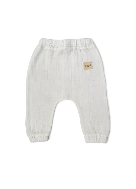 Ekru Müslin Unisex Bebek Balon Pantolon 