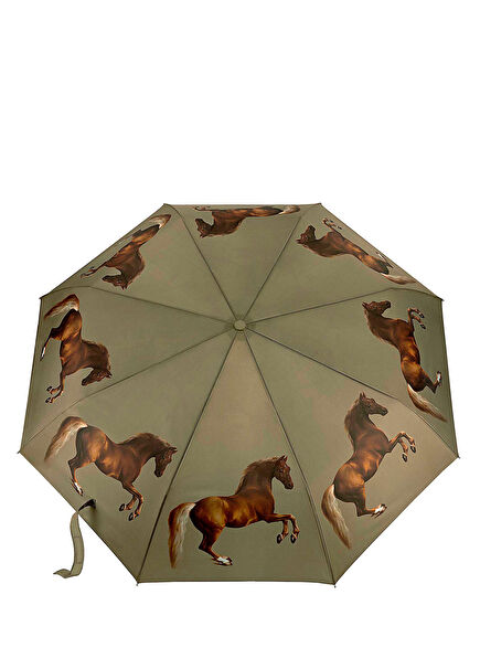 The National Gallery Minilite 2 Stubbs Whistlejacket Patterned Khaki Women's Umbrella