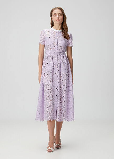 Lilac Lace Midi Dress