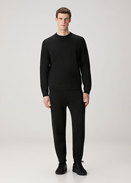 Siyah Beli Kordonlu Eşofman Altı