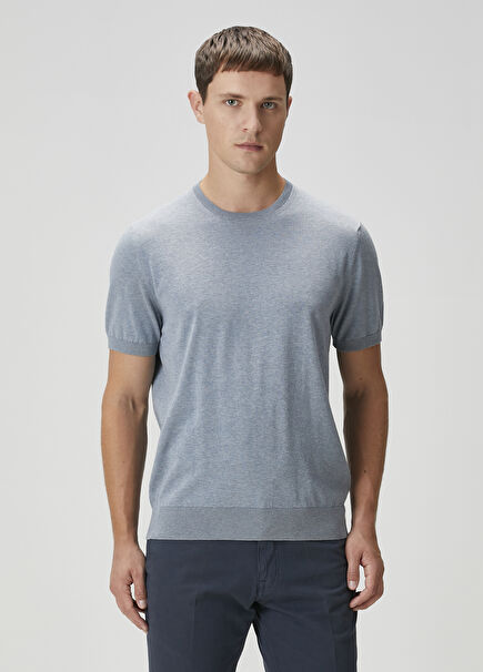Blue Short Sleeve Sweater