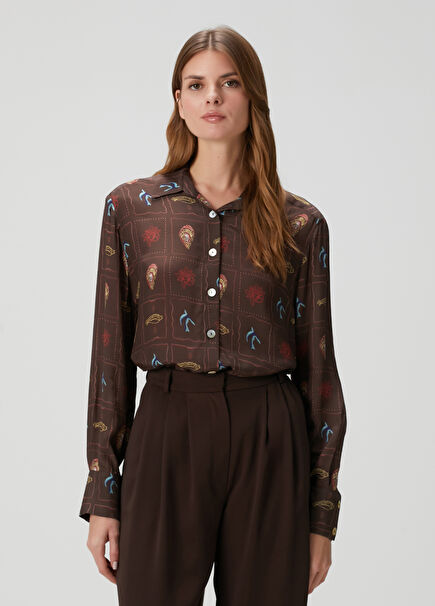 Nocturne Brown Patterned Shirt