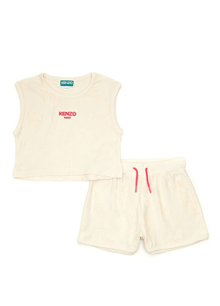 Beige Patterned Girls Set Of 2