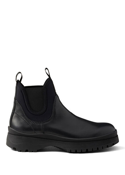Deri ve Streç Kumaş Siyah Erkek Chelsea Bot