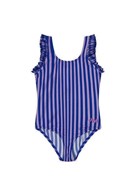 Blueberry Shore Purple Lilac Striped Girls' Swimsuit