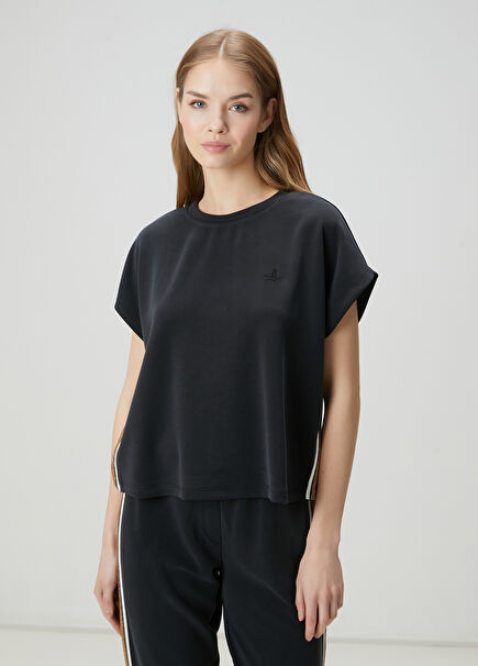 Siyah Bantlı Sweatshirt