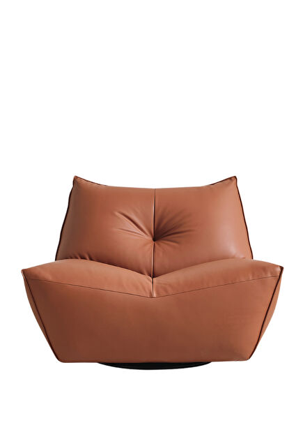 Java Comfort Kiremit Deri Metal Ayaklı Döner Berjer