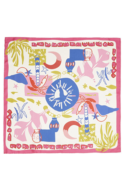 Multicolored Sunny Goose Print Silk Scarf